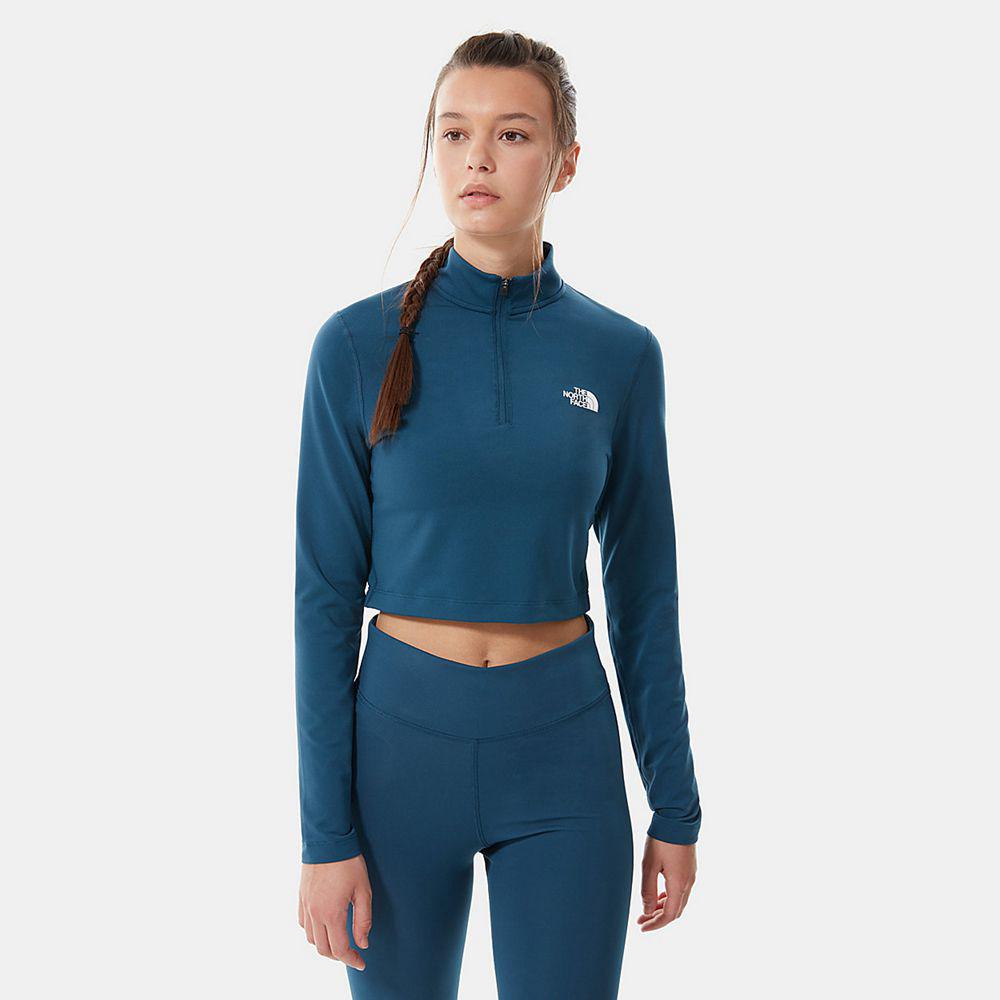 The North Face Crop Zip Through Γυναικεια Fleece - Μπλε (MATS06273)